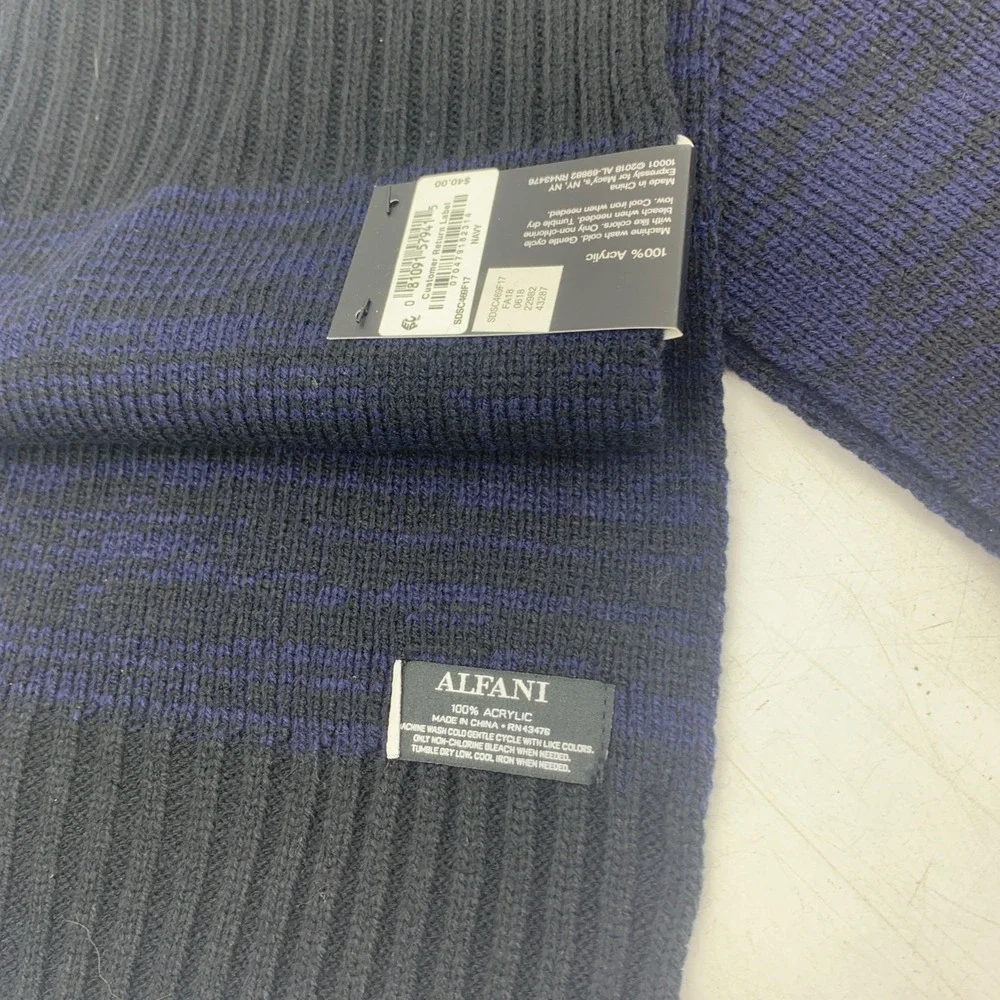 Alfani Mens Scarf Black Blue Casual Professional Warm NEW